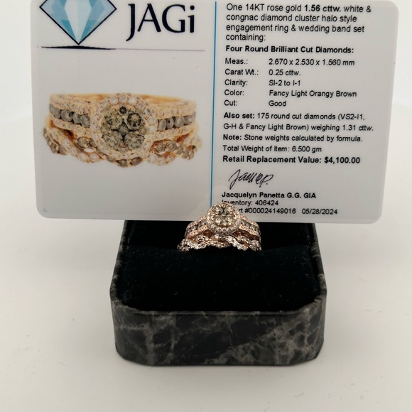 406424 14k Rose Gold Diamond Engagement Ring set 1.56 cttw. With appraisal - Picture 2 of 5